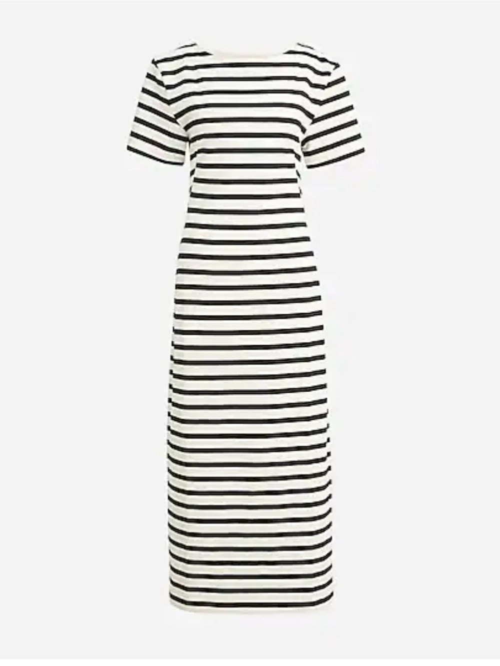 J. Crew Black and White Striped Short-Sleeve Maxi Dress